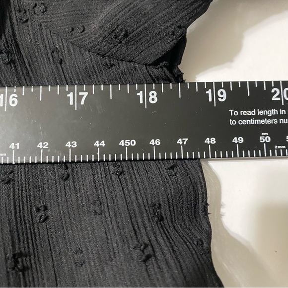 JAPNA ~ Black Ruffled Trim Dress W/Mock Neck & Sheer Balloon Sleeves Size Large - Picture 7 of 8